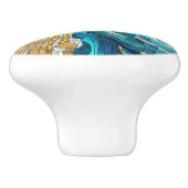 Aquamarijn River Abstract Mozaïek Kunst Keramische Knop (Zijkant)