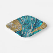 Aquamarijn River Abstract Mozaïek Kunst Papieren Bordje (Gebogen)