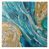 Aquamarijn River Abstract Mozaïek Kunst Tegeltje (Voorkant)