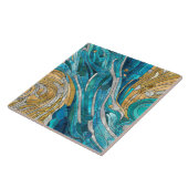Aquamarijn River Abstract Mozaïek Kunst Tegeltje (Zijkant)