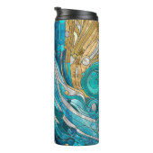 Aquamarijn River Abstract Mozaïek Kunst Thermosbeker (Geroteerd rechts)
