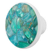 Aquamarijn steentjes keramische knop (Rechts)