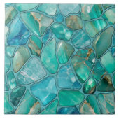 Aquamarijn steentjes tegeltje (Voorkant)