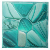 Aquamarijn stenen bloem Abstracte cellulaire kunst Tegeltje (Voorkant)