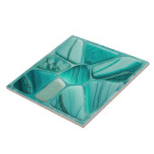 Aquamarijn stenen bloem Abstracte cellulaire kunst Tegeltje (Zijkant)