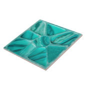 Aquamarijn stenen bloem Abstracte cellulaire kunst Tegeltje (Zijkant)