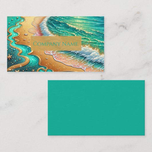 Aquamarijn Tropical Beach Abstract Visitekaartje (Voorkant / Achterkant)