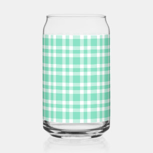 Aquamarijn wit geruit patroon blikvorm glas