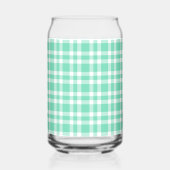 Aquamarijn wit geruit patroon blikvorm glas (Achterkant)