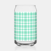 Aquamarijn wit geruit patroon blikvorm glas (Links)