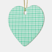 Aquamarijn wit geruit patroon keramisch ornament (Links)