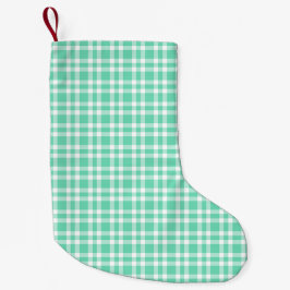 Aquamarijn wit geruit patroon kleine kerstsok