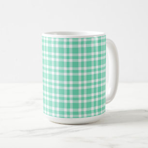 Aquamarijn wit geruit patroon koffiemok