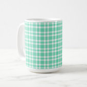 Aquamarijn wit geruit patroon koffiemok (Voorkant links)