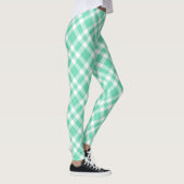 Aquamarijn wit geruit patroon leggings (Rechts)