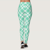 Aquamarijn wit geruit patroon leggings (Achterkant)