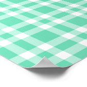 Aquamarijn wit geruit patroon poster (Hoek)