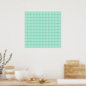 Aquamarijn wit geruit patroon poster (Keuken)