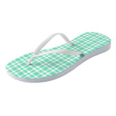 Aquamarijn wit geruit patroon teenslippers (Schuin)