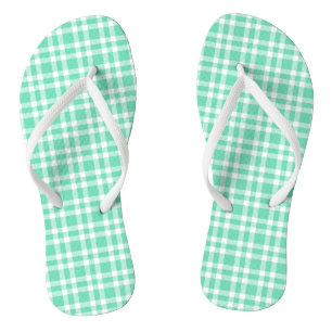 Aquamarijn wit geruit patroon teenslippers