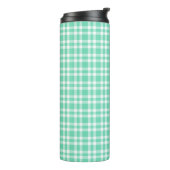 Aquamarijn wit geruit patroon thermosbeker (Gedraaid links)