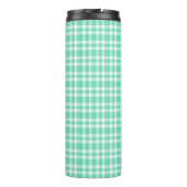 Aquamarijn wit geruit patroon thermosbeker (Achterkant)