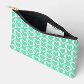 Aquamarijn Wit Hartjes Patroon Klein Etui (Open)