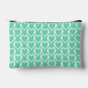 Aquamarijn Wit Hartjes Patroon Klein Etui