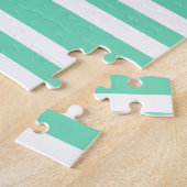 Aquamarijn Wit Strepen Patroon Legpuzzel (Zijkant)