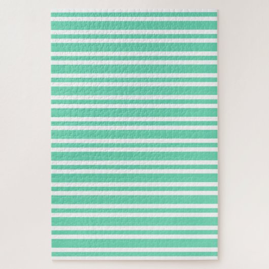 Aquamarijn Wit Strepen Patroon Legpuzzel (Verticaal)