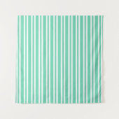 Aquamarijn Wit Strepen Patroon Wandkleed (Voorkant (horizontaal))