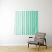 Aquamarijn Wit Strepen Patroon Wandkleed (In Situ (horizontaal))