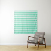 Aquamarijn Wit Strepen Patroon Wandkleed (In situ)