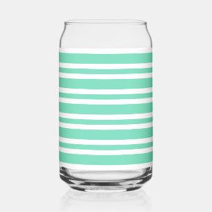 Aquamarijn Wit Strepenpatroon Blikvorm Glas