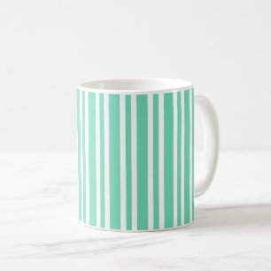 Aquamarijn Wit Strepenpatroon Koffiemok