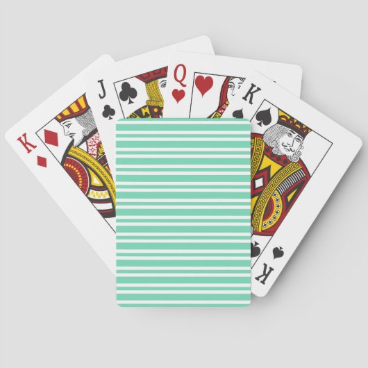 Aquamarijn Wit Strepenpatroon Pokerkaarten (Achterkant)