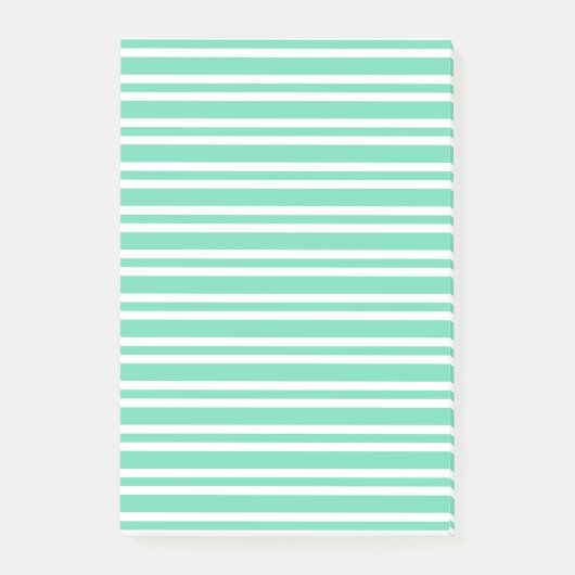 Aquamarijn Wit Strepenpatroon Post-it® Notes (Voorkant)