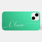 Aquamarijn Witte Elegante Calligrafie Script Naam Case-Mate iPhone Case (Achterkant (horizontaal))