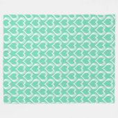Aquamarijn Witte Harten Patroon Fleece Deken (Voorkant (Horizontaal))