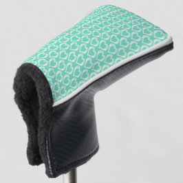Aquamarijn Witte Harten Patroon Golfheadcover