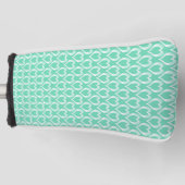 Aquamarijn Witte Harten Patroon Golfheadcover (Voorkant)