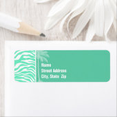 Aquamarijn Zebra Dierenprint; Zomerpalm Etiket (Insitu)
