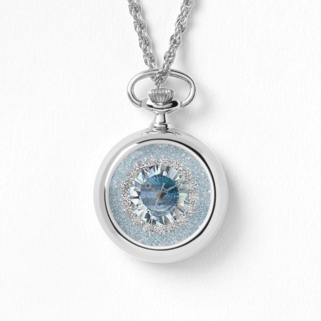Aquamarijne juweel zeeschelp horloge (Voorkant)
