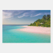 Aquamarijne oceaan tropisch strand panorama inpakpapier vel (Voorkant)