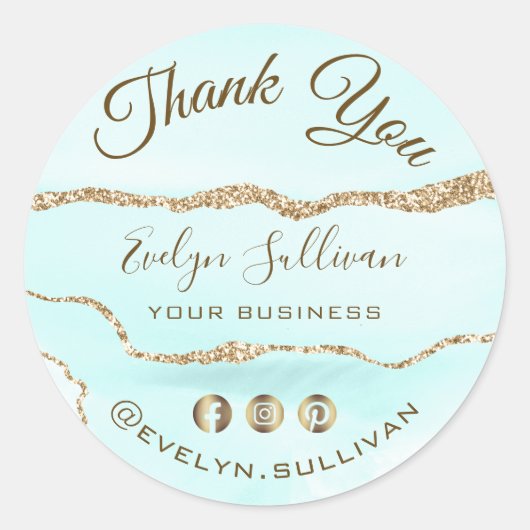 Aquamarine Agaat Dank u Sticker (Voorkant)