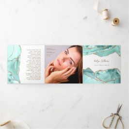 Aquamarine Agate Drieledige Brochure Drieluik Kaart