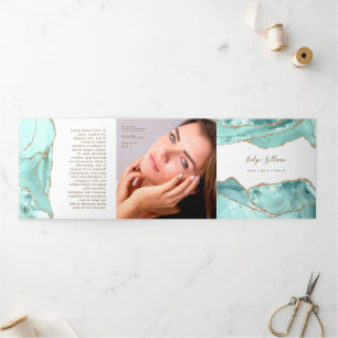 Aquamarine Agate Drieledige Brochure Drieluik Kaart