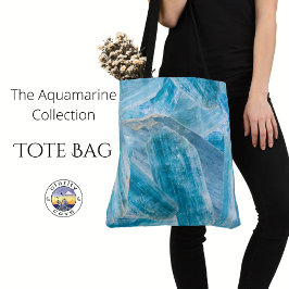 Aquamarine Aqua Blue Crystal Gemstone Shoulder Tote Bag