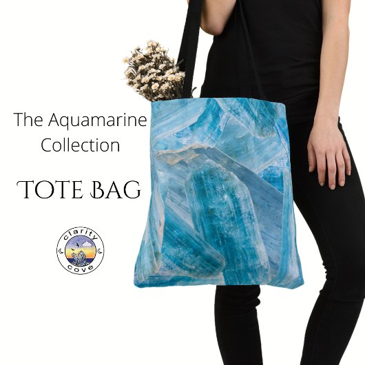 Aquamarine Aqua Blue Crystal Gemstone Shoulder Tote Bag