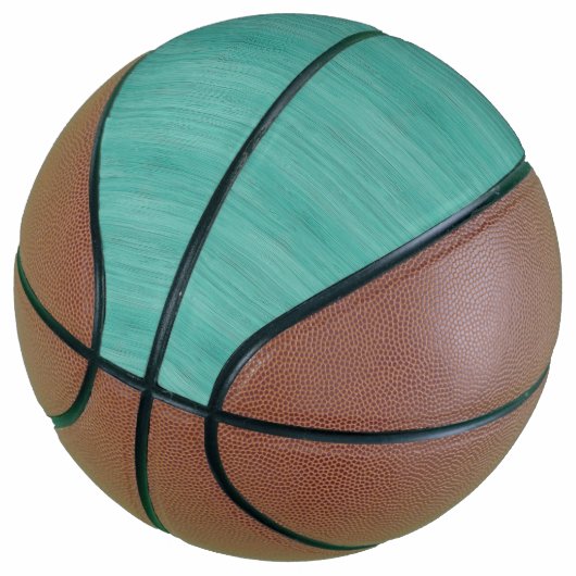 Aquamarine Bamboe Wood Grain Kijk uit Basketbal (Schuin)